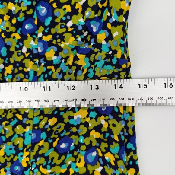 Rails Roma Abstract Floral V-Neck Mini Dress Blue Green Yellow Puff Sleeve XS - Picture 11 of 12